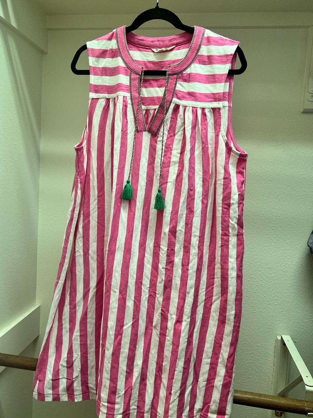 Boden Pink and White Striped Tank with Black Accent - Picture 2 of 3